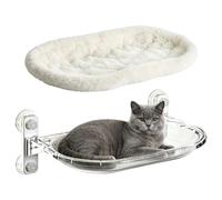 Hamaca para gatos con ventosa para ventana y percha para mascotas | Con cojín de felpa desmontable para ventana de gato, asiento para balcón, reposo de cristal, para dormir, siesta