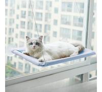 Hamaca para gatos | para gatos grandes de hasta 35 kg | Hamaca reforzada para gatos con ventosa fuerte | Cama para gatos para tomar el sol (azul 2)