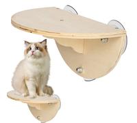 Hamaca para gatos para ventana - Percha para gatitos de madera, con estante de madera con ventosas | Muebles de escalada para gatos montados en la pared para interiores, cómoda plataforma de descanso