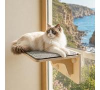 Hamaca para gatos, tumbona para ventana, madera para gatos | Con funda extraíble, hamaca para ventana de gatos suave, diseño que ahorra espacio, hasta 30 kg, para pared y cristal