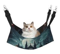Hamaca para mascotas con estampado de castillo y luna e iglesia, fantasma, cementerio, hamaca para dormir, para gatos, conejos, hurones, cachorros, animales pequeños
