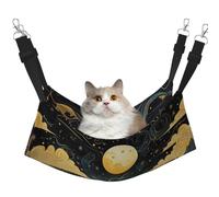 Hamaca para mascotas con estampado de cielo estrellado y montaña iluminada por la luna, hamaca para dormir, para gatos, conejos, hurones, cachorros, animales pequeños