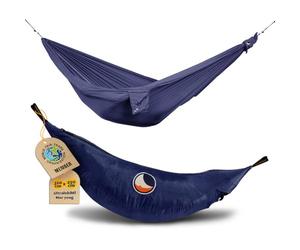 Hamaca paracaidismo King Size - Azul marino | Hamaca exterior con 320 x 230 cm y solo 700 g - Hamaca ligera con fácil montaje de nailon | Original Ticket to the Moon desde 1996