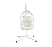 Hamaca plegable con forma de huevo, capacidad de 350 libras, marco de acero con recubrimiento en polvo, silla multifuncional para interiores y exteriores