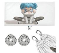 Hamaca plegable de cuerda para acampar con diseño de animé azul para exteriores, patio, patio trasero y piscina