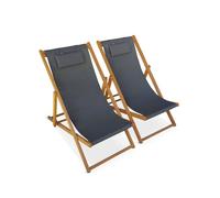Hamaca plegable de madera de eucalipto, set de 2, creus, antracita, 102x56x86 cm