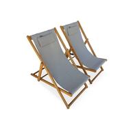 Hamaca plegable de madera de eucalipto, set de 2, creus, gris pardo, 102x56x86 cm
