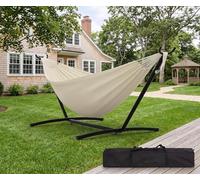 Hamaca Portátil con Soporte - Estructura Acero 204 kg - Cama Doble para Jardín o Patio - Diseño Plegable con Bolsa De Transporte - Colgante Exterior,Beige