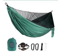 Hamaca portátil de camping con mosquitera, instalación rápida, 290 x 140 cm, cama colgante de viaje al aire libre para dormir, columpio verde ligero para aventura