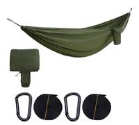 Hamaca portátil de camping, individual, tela de nailon 210T, diseño antivuelco, 106.3 x 55.1 pulgadas con correas de 5 bucles y anillos en D para viajes de mochilero