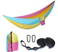 Hamaca portátil de camping, material de paracaídas de nailon duradero, columpio de viaje al aire libre, ligero y compacto, ideal para senderismo y relajación (270 x 140 pulgadas, tipo 18)