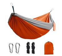 Hamaca portátil de nailon para camping y senderismo, columpio de tela de paracaídas para doble persona, para playa y jardín, hamaca de viaje ligera para aventuras al aire libre