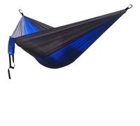 Hamaca portátil doble para camping y jardín, columpio de color sólido para 2 personas, muebles de viaje (azul y gris oscuro) - Duradero y ligero