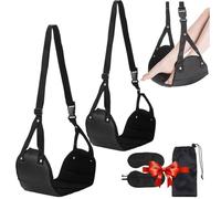 Hamaca portátil para pies, accesorios de reposapiés de avión, hamaca de pie para vuelo, reposapiés ajustable para adultos y niños, hamacas de viaje ajustables, ideal para vuelos largos (negro, 2