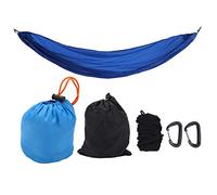 Hamaca portátil paracaídas, 266×140 cm, Soporte 200 kg - Relax al Aire, Nylon Resistente y Doble Refuerzo, Camping, Senderismo y Picnic (Azul)