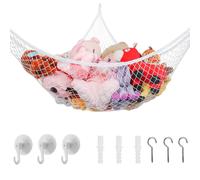 Hamaca práctica para juguetes de peluche, organizador de juguetes de malla grande, redes de esquina para colgar en la pared