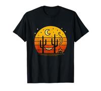 Hamaca retro al atardecer fogata luna estrellas aventura al aire libre Camiseta