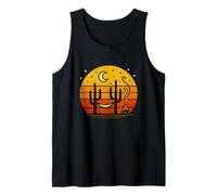 Hamaca retro al atardecer fogata luna estrellas aventura al aire libre Camiseta sin Mangas
