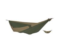 Ticket To The Moon Hamaca Kingsize Liviana, 1-2 Personas, Comercio Justo y Hecho a Mano, Verde Militar/MARRÓN, para Viajes, Camping y Uso Cotidiano, XXL 3.2 * 2.3m, 700g, Seda de paracaídas