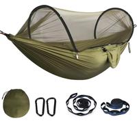 Hamaca Ultraligera con Red antimosquitos 260 x 140 cm, Doble Nailon Tipo paracaídas, Resistente hasta 300 Libras, Camping, jardín y Actividades al Aire Libre.