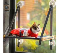 Hamaca Ventana para Gato con Madera de Bambú - 5 Ventosas 3.0 Super Resistentes - Cama Gato Ventana con Tela Oxford Transpirable-Instalación Facil (Manual Incluido)-[Hamaca Letvan 1 Unidad]-Budosín