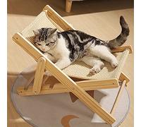 Hamaca y Cama Elevada para Gatos con Rascador de Sisal, Mini Silla de Madera - Muebles Duraderos que No Se Desprenden