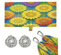Hamacas de girasol arcoíris con bandera LGBTQ del mes del orgullo para acampar con bolsa de transporte portátil, hamaca colgante para patio exterior, patio trasero junto a la piscina