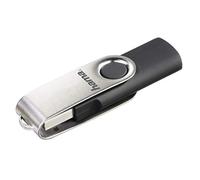 HamaHama | Pendrive USB 2.0 de 32 GB | Memoria USB-A de 10 MB/s para Uso Diario | Diseño Giratorio Sin Tapa | Ideal para Documentos y Fotos | Negro y Plata