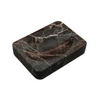 HAMAKAWA Jabonera de mármol natural, soporte rectangular de esponja de piedra marrón oscuro para baño, bañera, ducha y fregadero de cocina, elegante accesorio de baño para decoración del hogar