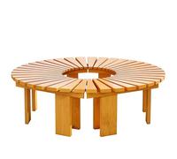 Hamankim Banco de árbol de Madera Maciza Envolvente Asiento semicircular de Madera para jardín Trasero Bancos Resistentes a la Intemperie Asientos de Listones para relajación/decoración(Wood,Round)