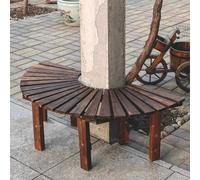 Hamankim Banco de Madera semicircular, Asiento Exterior Resistente, Bancos de Listones envolventes para Porche terraza Patio Trasero Silla de Asiento Curvada Doble Resistente a la Intemperie(Round)
