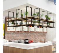 Hamankim Estante Colgante de Techo de Almacenamiento para Cocina Bar Garaje, estantes flotantes de Madera, Soporte para Flores, Soporte Colgante para Plantas decoración para el hogar(140x30x80cm)