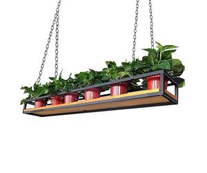 Hamankim Estante Colgante de Techo de Madera para Plantas con Marco de Hierro metálico para Botellas de Vino con Cadenas Ideal para Sala de Estar Cocina balcón Bar decoración de Pared(A,60x25x15cm)