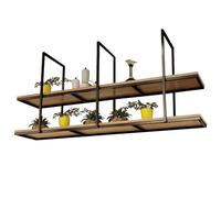 Hamankim Estante Colgante de Techo, estantería de Pared de 2 Niveles, Soporte Decorativo para Flores, botellero para el hogar, balcón, Soporte de Madera para ollas sartenes de Cocina(120x30x80cm)