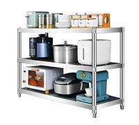 Hamankim Estante de Acero Inoxidable, Estante Organizador de Almacenamiento Ajustable de pie, estantes de exhibición para Mesa de Trabajo, para Cocina, Oficina, Garaje, Patio, 3 Niveles(100x35x80cm)