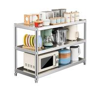 Hamankim Estante de Acero Inoxidable Mesa Comercial Resistente para Catering estantería de 3 Niveles para el Suelo para Cocina el lavadero, Soporte Ajustable para Utensilios de Cocina(80x45x80cm)