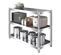 Hamankim Estante de Cocina Ajustable de Acero Inoxidable, Mesa de Trabajo, Organizador Multiusos de 3 Capas para el hogar, Restaurante y Utensilios de Cocina.(80x40x80cm)