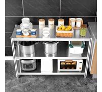 Hamankim Estante de pie de Acero Inoxidable de 3 Niveles Mesa de Trabajo Resistente de Almacenamiento Industrial, estantes de Altura Ajustable para despensa Cocina sótano lavadero(120x30x80cm)