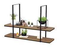 Hamankim Estante de Techo estantes flotantes de Madera de 2 Niveles estantes de Almacenamiento Estante para ollas y sartenes de Cocina Soporte Colgante para Flores Organizador de vinos(120x30x80cm)