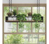 Hamankim Estante de Techo, Soporte Flotante para Plantas y Copas de Vino, Organizador con Cadenas y Marco de Hierro, estantes para exhibir Decoraciones.(B,100x25x15cm)