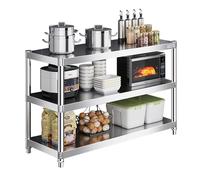 Hamankim Estante Resistente de Acero Inoxidable para Cocina Mesa de Trabajo Comercial para Catering Organizador de estantes Ajustable para despensa Garaje o Cuarto - 3 Niveles(100x45x80cm)