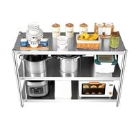 Hamankim Estantería de 3 Niveles para Cargas Pesadas Organizador de estanterías de pie Mesa de Trabajo de Acero Inoxidable Soporte para microondas para Cocina o sótano Altura Ajustable(90x30x80cm)