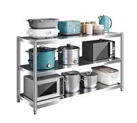 Hamankim Estantería de Acero Inoxidable de 3 Niveles, Organizador para Horno microondas, Estante Resistente con Altura Ajustable, Mesa de pie para despensa Armario y Cuarto de Servicio(90x40x80cm)
