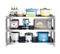 Hamankim Estantería de Acero Inoxidable | Organizador de Utensilios de Cocina y Mesa de Trabajo Resistente | Estantes Decorativos de pie para Restaurante, Garaje y almacén - 3 Niveles(120x35x80cm)