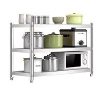 Hamankim Estantería de Cocina de Acero Inoxidable, Mesa de Trabajo, Estante de pie para Horno microondas, Estante Resistente con Altura Ajustable para Restaurante, almacén, 3 Niveles(60x35x80cm)