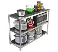 Hamankim Estantería de Garaje Resistente, Mesa de Trabajo de Acero Inoxidable, Organizador de Almacenamiento para Horno microondas, Estante Ajustable de pie para Restaurante almacén(90x40x80cm)