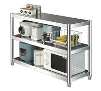 Hamankim Estantería Industrial de 3 Niveles para Almacenamiento, Resistente, de Acero Inoxidable, Ideal para despensa, Cocina, sótano, lavadero y Horno microondas de pie.(150x35x80cm)