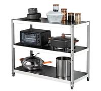 Hamankim Estantería Industrial Resistente, Mesa de Trabajo para Catering Comercial, Estante de Almacenamiento de Acero Inoxidable para Cocina Oficina Garaje Estante Organizador de pie.(120x35x80cm)