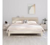 HAMAR 2-Piece Solid Pine Nightstand Set, White Wooden Bedside Tables with 2 Drawers, 40x35x44.5 cm, Modern Storage Furniture for Bedroom, Living Room