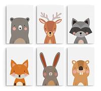 Hambient Laminas Decorativas Infantiles para Cuadros Habitacion Bebe, Niño, Niña - Decoracion Pared Dormitorio Juvenil - 6 Posters 21x30 cm SIN Marco (Animales Salvajes Selva)